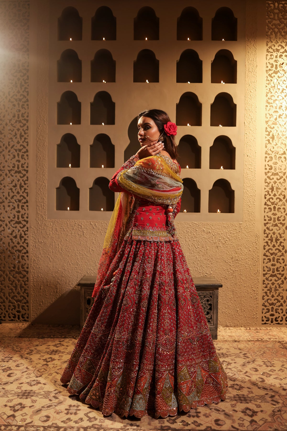 Maroon Embroidered Lehenga Set
