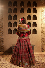 Maroon Embroidered Lehenga Set