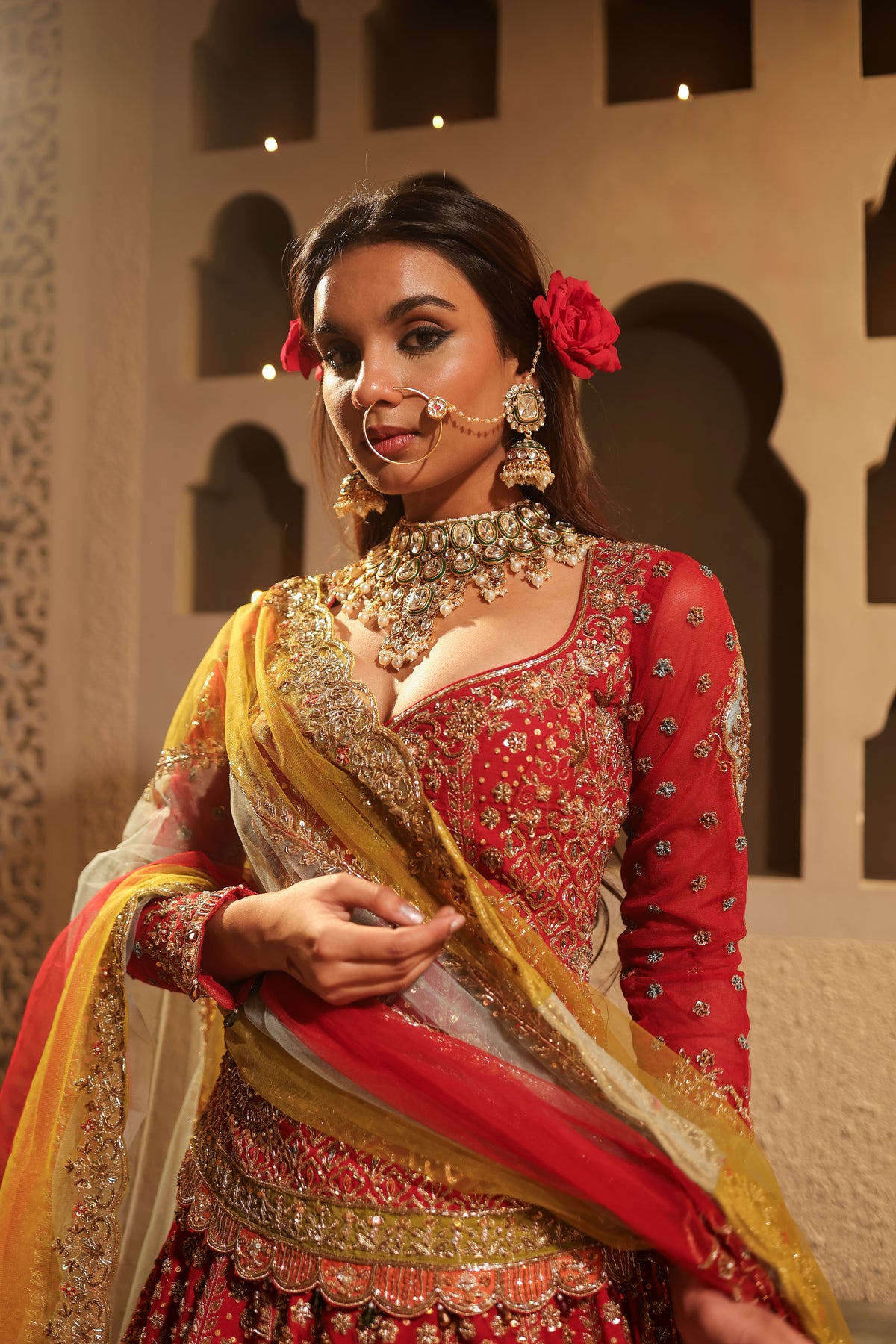 Maroon Embroidered Lehenga Set