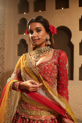 Maroon Embroidered Lehenga Set