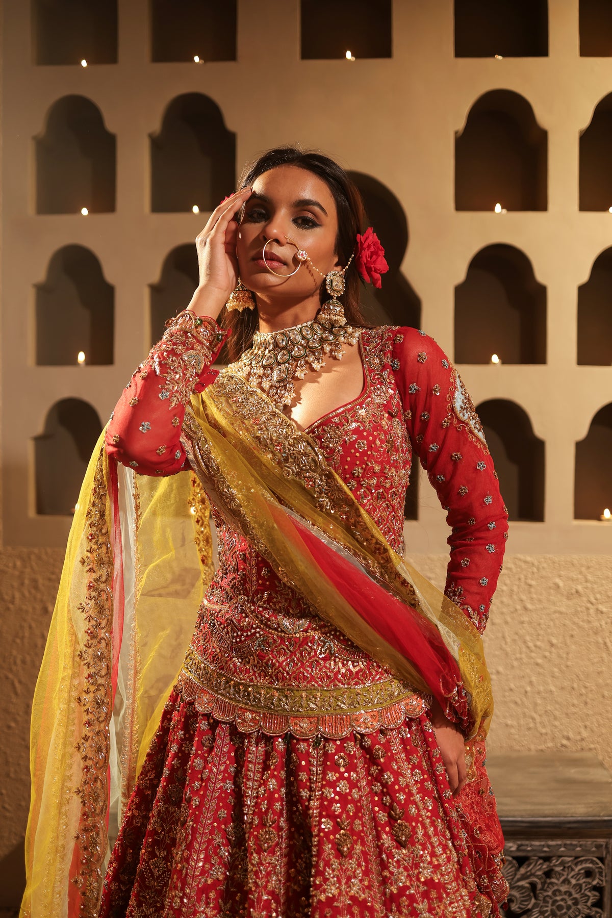 Maroon Embroidered Lehenga Set