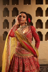 Maroon Embroidered Lehenga Set