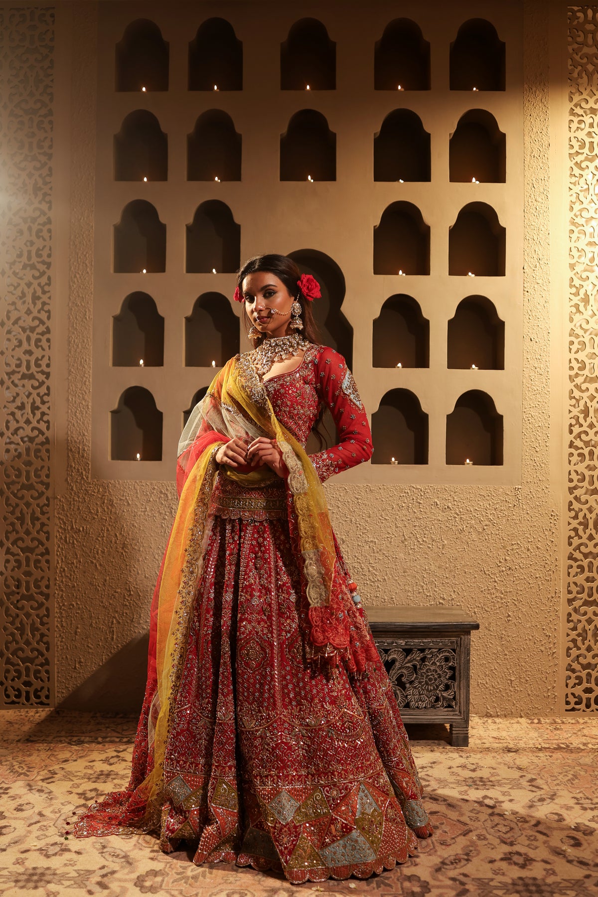 Maroon Embroidered Lehenga Set