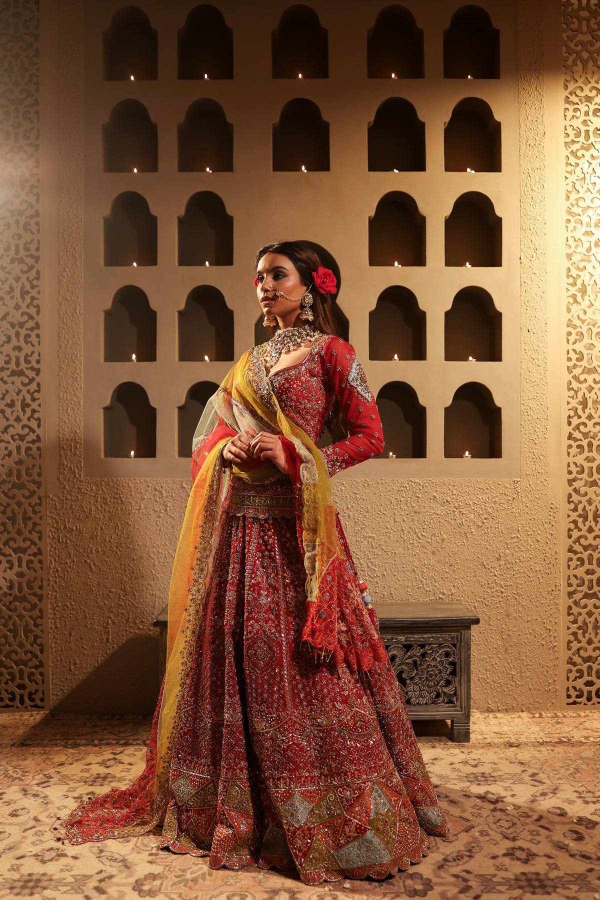 Maroon Embroidered Lehenga Set
