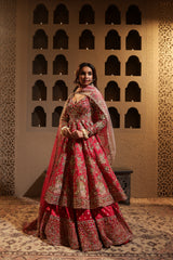 Fuchsia Embroidered Lehenga With Anarkali Kurta set