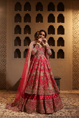 Fuchsia Embroidered Lehenga With Anarkali Kurta set