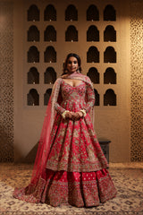 Fuchsia Embroidered Lehenga With Anarkali Kurta set