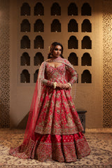 Fuchsia Embroidered Lehenga With Anarkali Kurta set