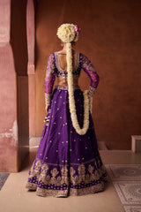 Purple Upada Silk Blouse, Lehenga And Georgette Dupatta