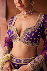 Purple Upada Silk Blouse, Lehenga And Georgette Dupatta