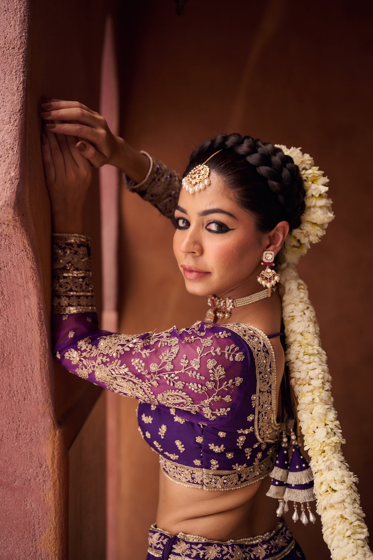 Purple Upada Silk Blouse, Lehenga And Georgette Dupatta