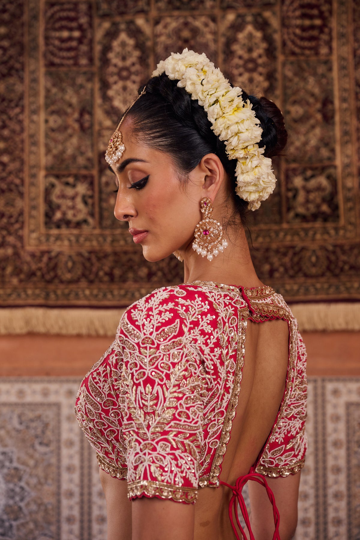 Blush Pink And Fuchsia Upada Silk Blouse, Banarsi Silk Lehenga And Dupatta