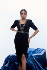 V-Neck Drape Dress