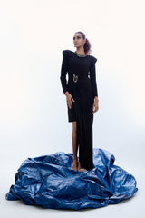 Padded Shoulder Coin Dress