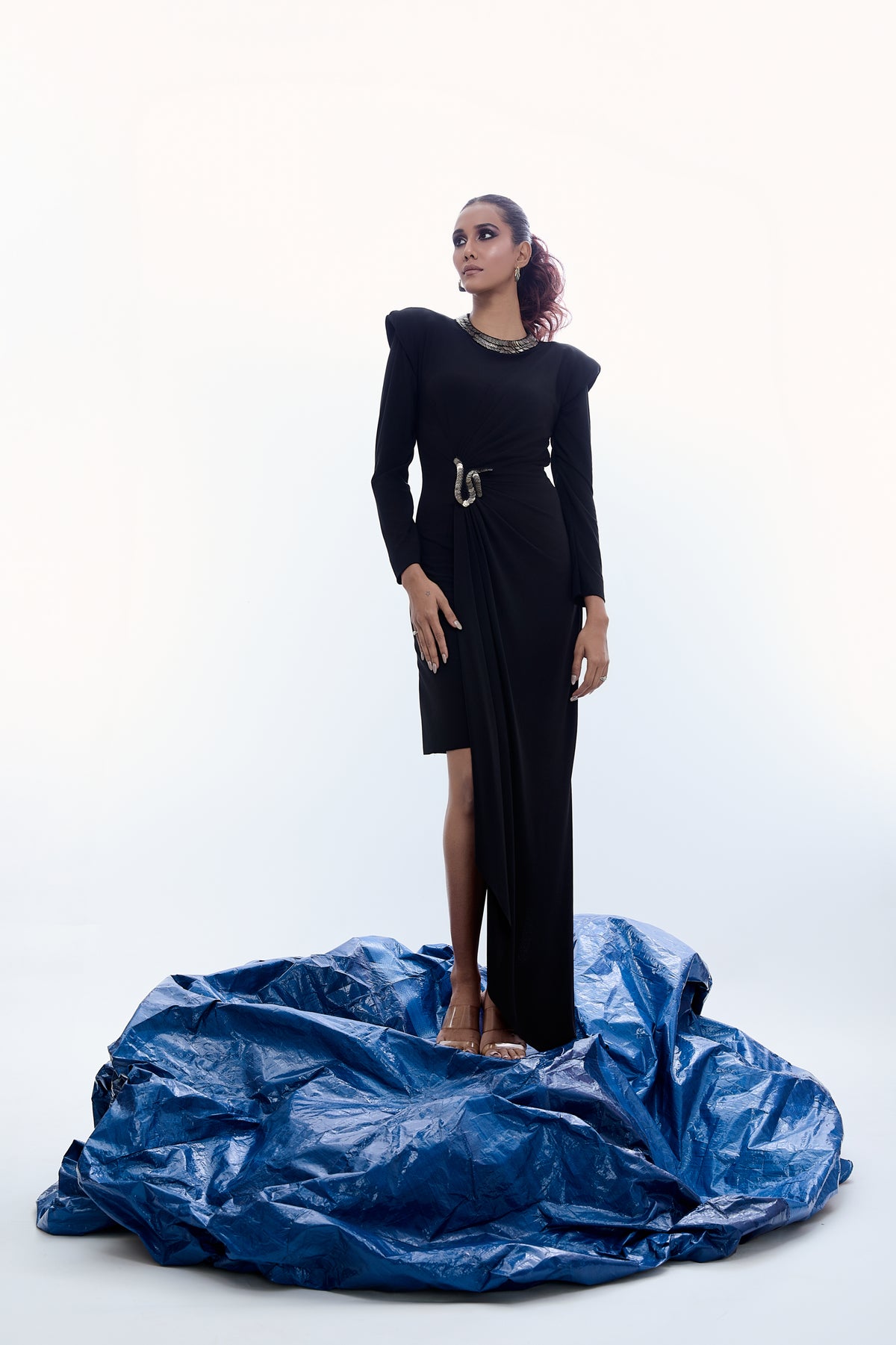 Padded Shoulder Coin Dress
