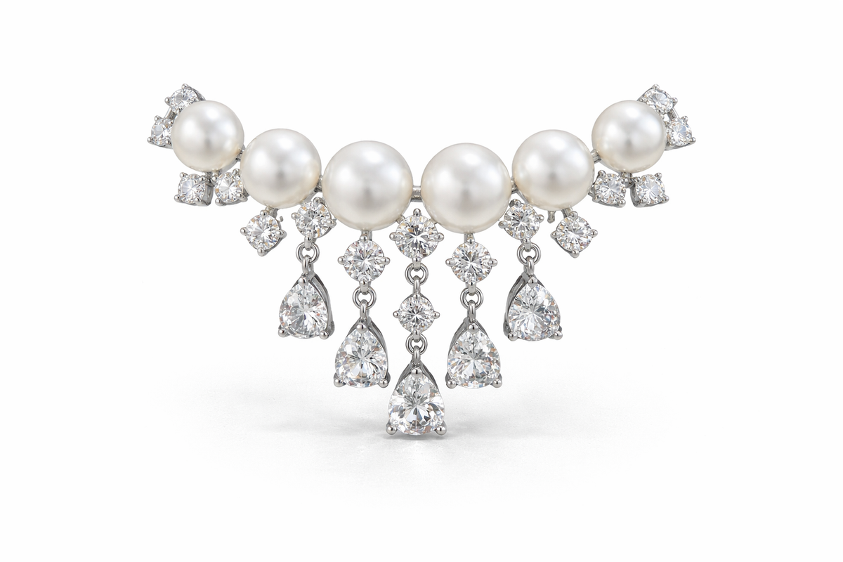 Pearl Radiance Crystal Brooch