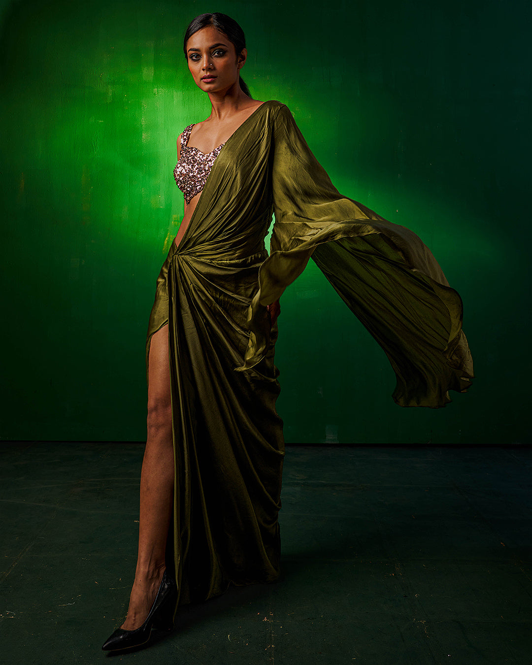 Pia Sequin Blouse With Bamberg Silk Saree