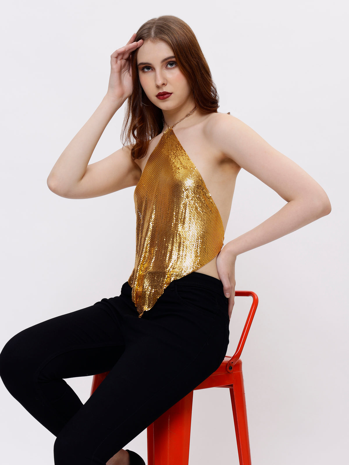 Backless Gold Bling Top