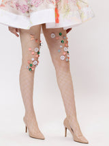 Mesh Handmade Flowers Pantyhose Stockings