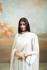 White & Pink Embroidery Cotton Silk & Georgette Kurta Set (3 Pcs)