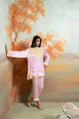 Pink Kashmiri Embroidery Cotton Silk Kurta Set (2 Pcs)
