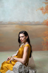 Yellow & Pink Textured Detailing Cotton Blend Anarkali Set (3 Pcs)