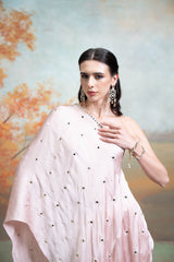 Light Pink Mirror Zari Pearl Work Georgette Top Set (2 Pcs)