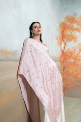 Light Pink Mirror Zari Pearl Work Georgette Top Set (2 Pcs)
