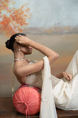 Beige Sequin Work Corset with Net Sharara Set (2 Pcs)