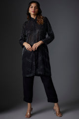 Black Georgette Embroidered Jacket Set