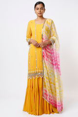 Mustard Layered Skirt Set