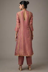 Pink Tissue Dori Hand Embroidered Kurta Set