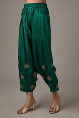 Purple Satin Organza Dori Machine Embroidered A-Line Flared Kurta Set