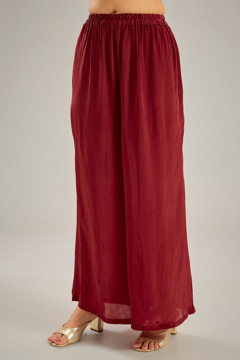 Maroon Crepe Sequins & Crystal Hand Embroidered Kaftan Set