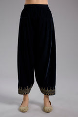 Black Velvet Aari & Hand Embroidered Kurta Set