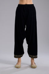 Black Velvet Aari & Hand Embroidered Kurta Set