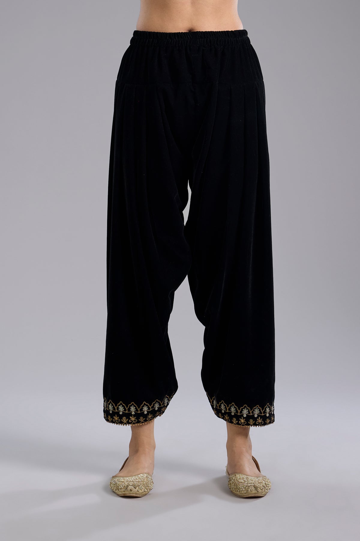 Black Velvet Aari & Hand Embroidered Kurta Set