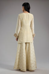 Ivory Tissue Dori Hand Embroidered Sharara Set