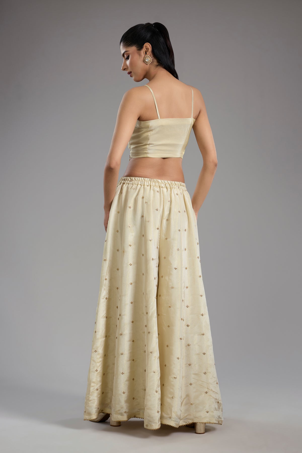 Ivory Tissue Dori Hand Embroidered Sharara Set