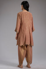 Pink Crush Tissue Hand Embroidered Anarkali Set