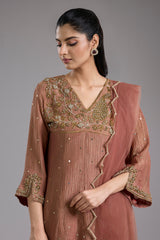 Pink Crush Tissue Hand Embroidered Anarkali Set