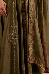 Mul Chanderi Hand Embroidered Anarkali Set