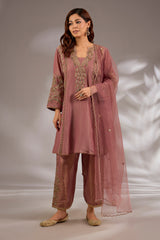 Crush Tissue Dori Hand Embroidered Anarkali Set