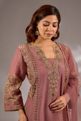 Crush Tissue Dori Hand Embroidered Anarkali Set