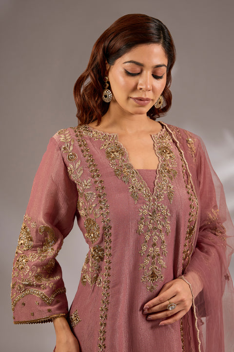 Crush Tissue Dori Hand Embroidered Anarkali Set