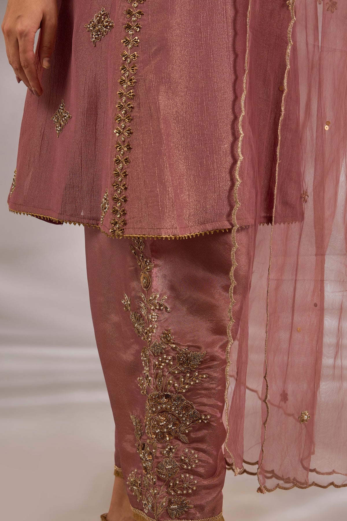 Crush Tissue Dori Hand Embroidered Anarkali Set