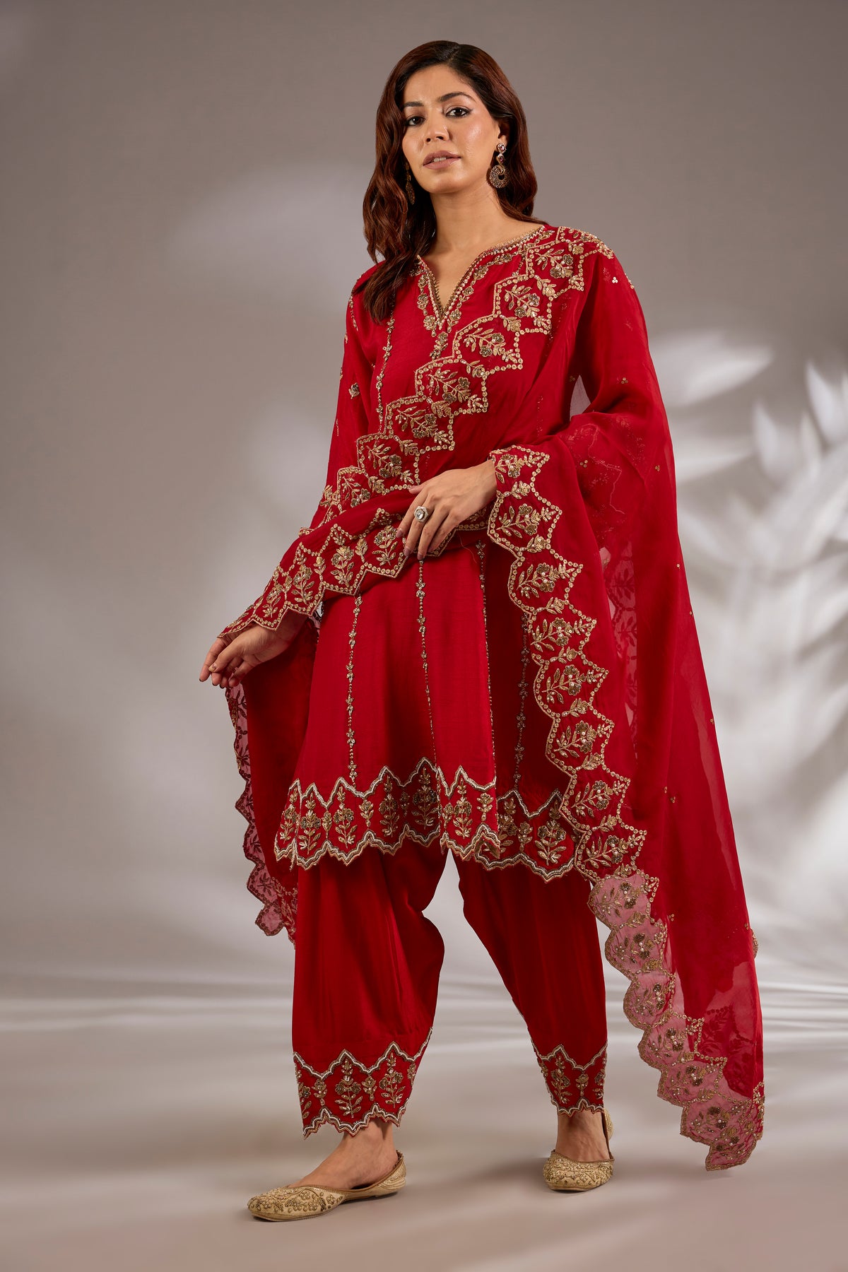 Silk Dori Hand & Machine Embroidered Anarkali Set