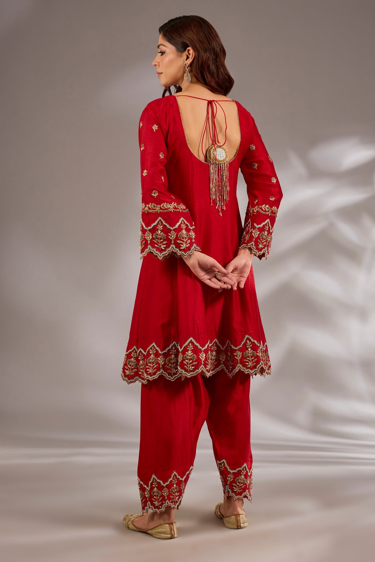 Silk Dori Hand & Machine Embroidered Anarkali Set