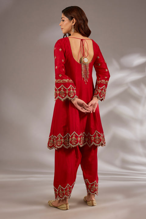 Silk Dori Hand & Machine Embroidered Anarkali Set
