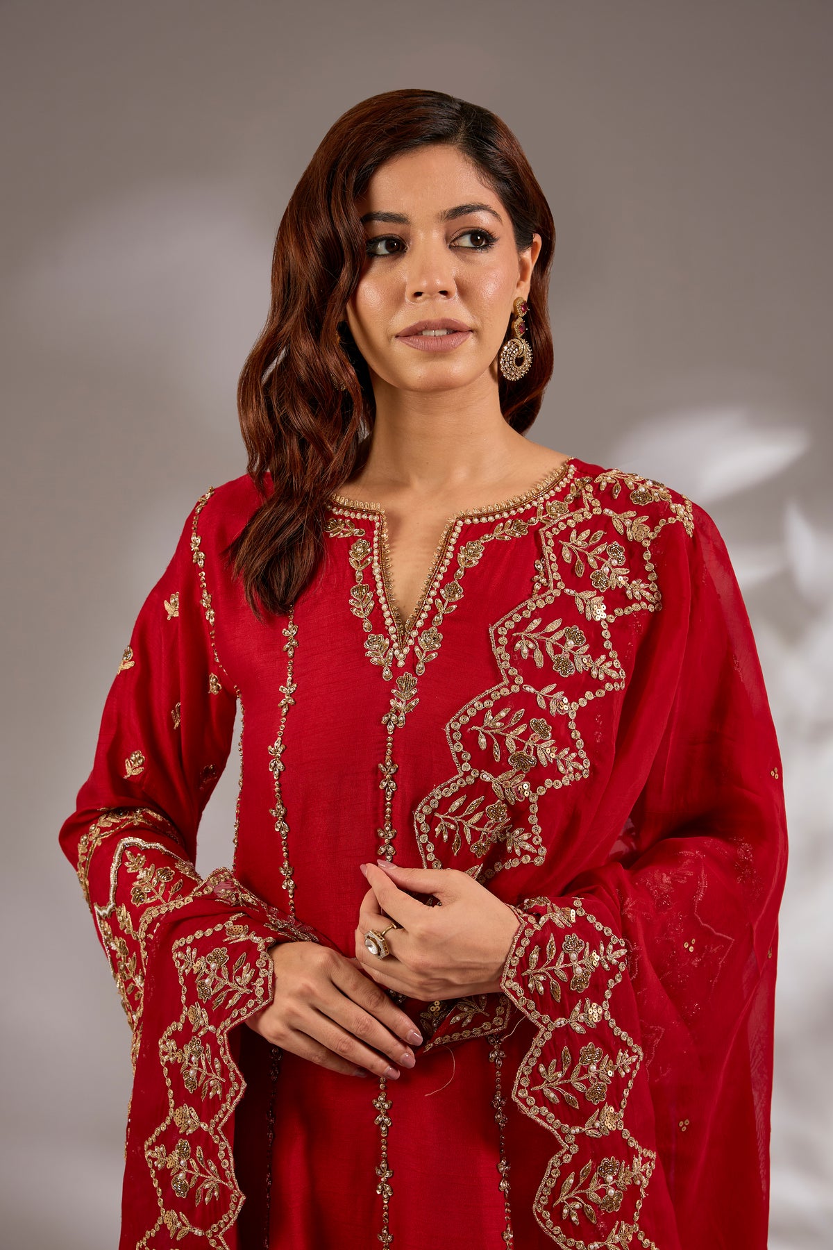 Silk Dori Hand & Machine Embroidered Anarkali Set